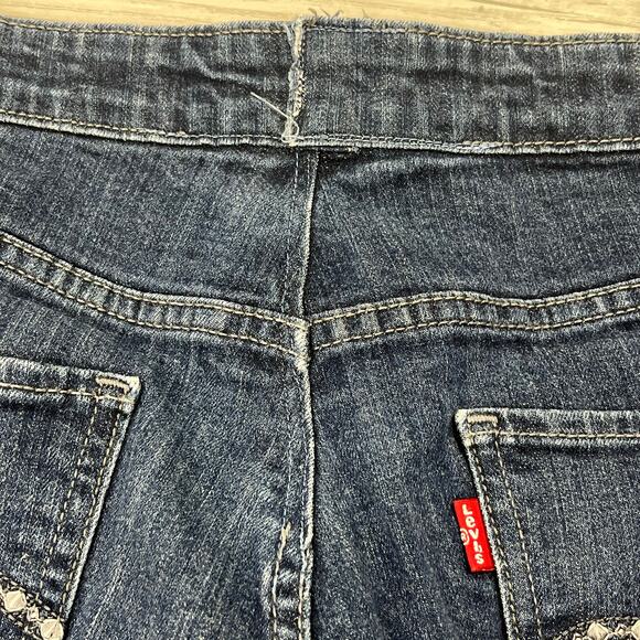 Levi's Blue High Rise Straight Skinny Leg Altered Denim Jeans 16M - Picture 3 of 12